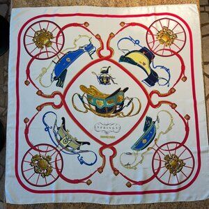 Vintage Hermes Springs Silk Scarf White Background  Designed by Phillipe Ledoux